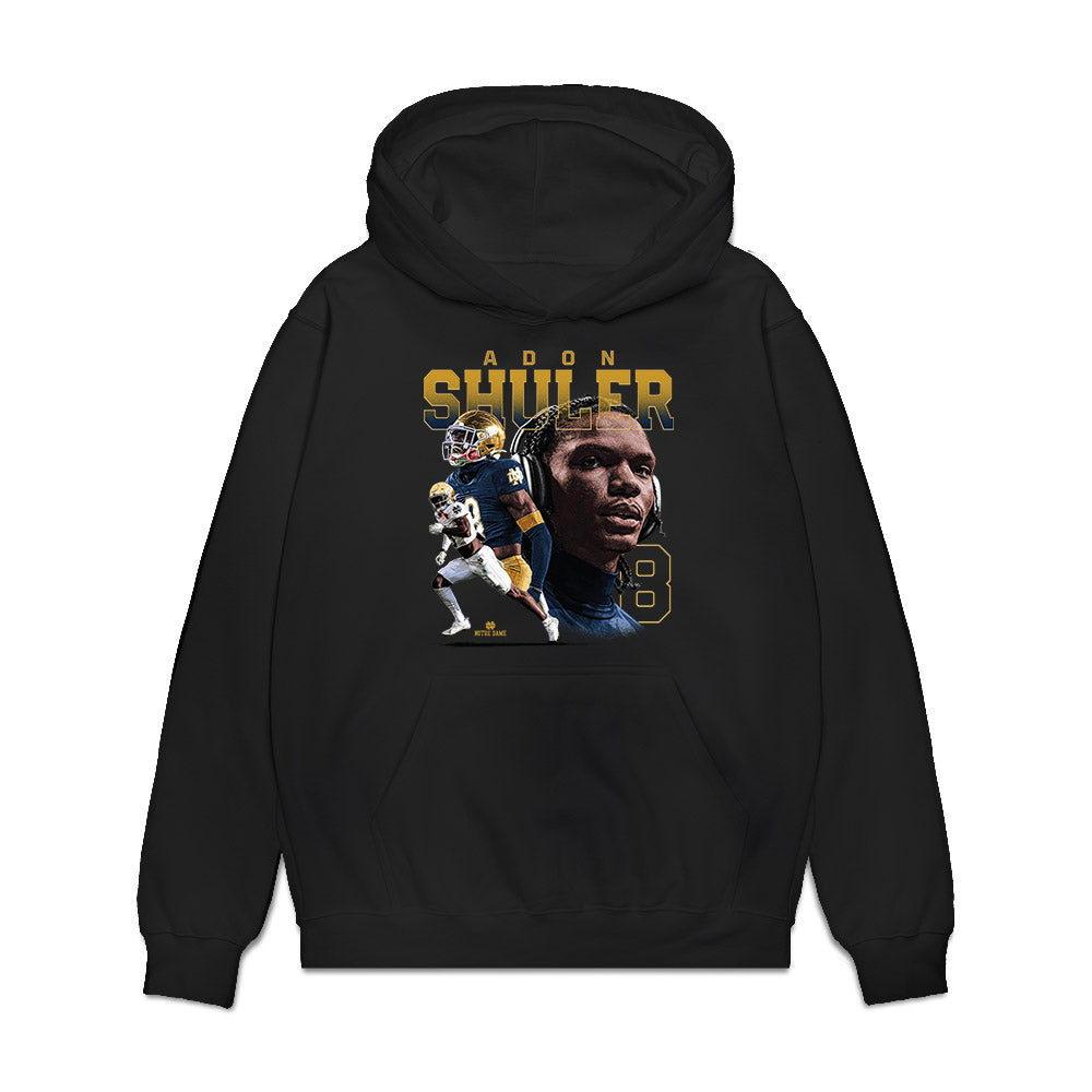 Notre Dame - NCAA Football : Adon Shuler - Player Collage Premium Hooded Sweatshirt-0