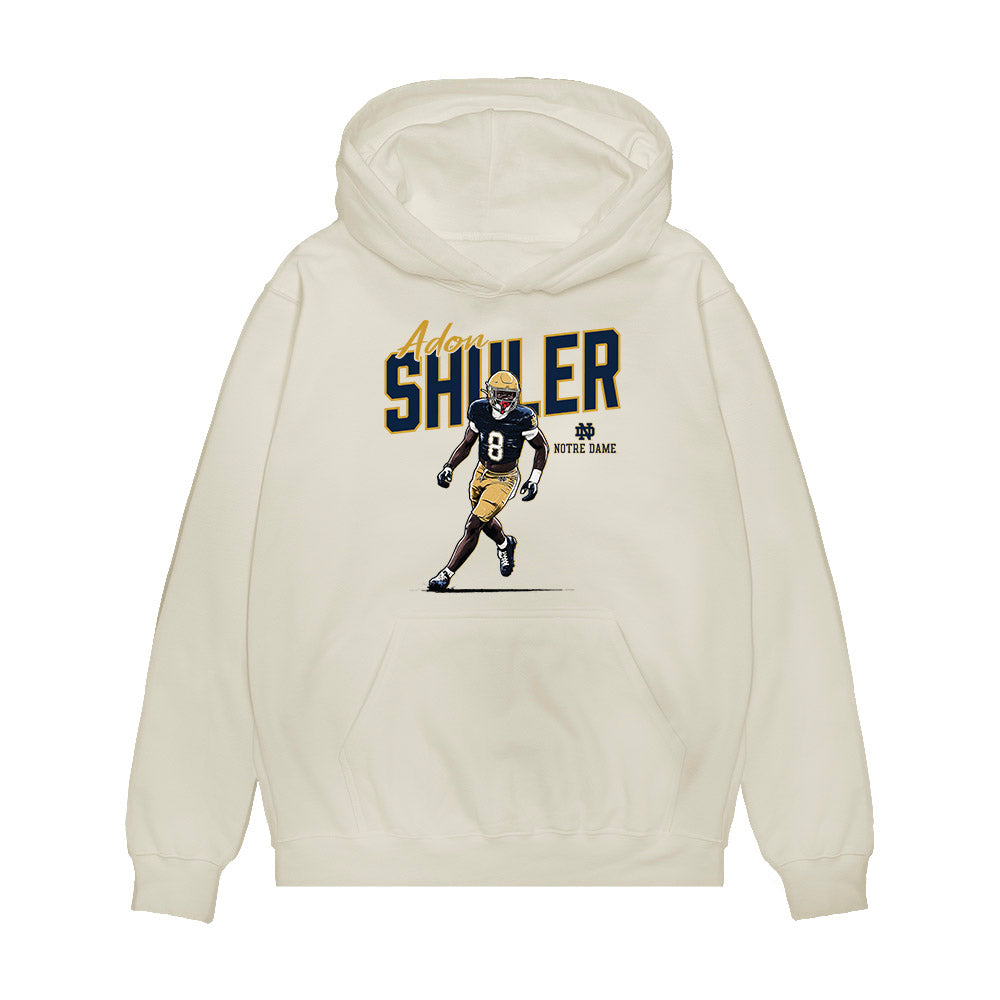 Notre Dame - NCAA Football : Adon Shuler - Caricature Premium Hooded Sweatshirt-0