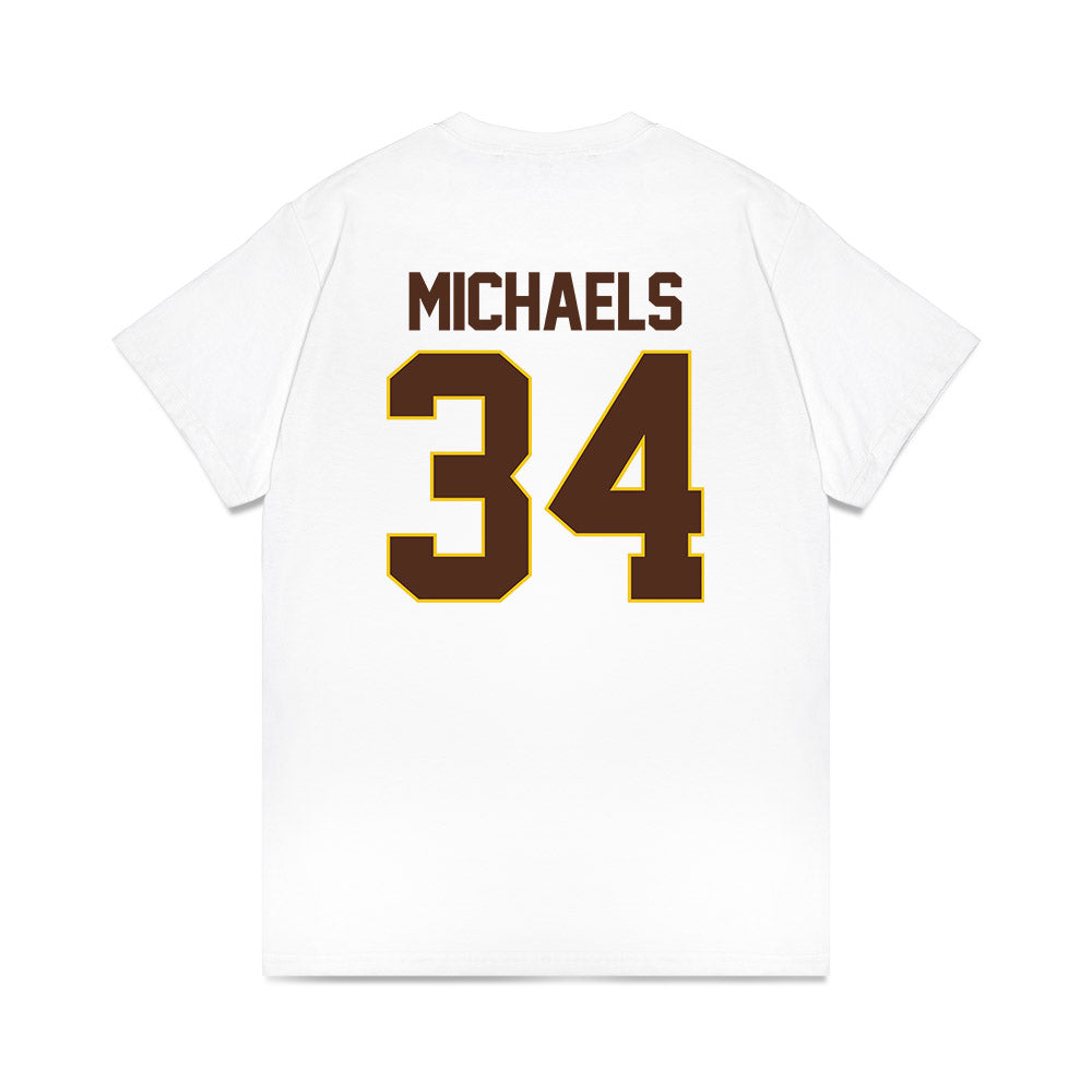 Western Michigan - NCAA Men's Ice Hockey : Owen Michaels - NCAA® March Madness® 2025 Frozen Four Shersey Premium T-Shirt-1