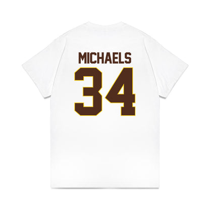 Western Michigan - NCAA Men's Ice Hockey : Owen Michaels - NCAA® March Madness® 2025 Frozen Four Shersey Premium T-Shirt-1