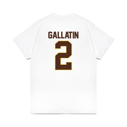 Western Michigan - NCAA Men's Ice Hockey : Grady Gallatin - NCAA® March Madness® 2025 Frozen Four Shersey Premium T-Shirt-1