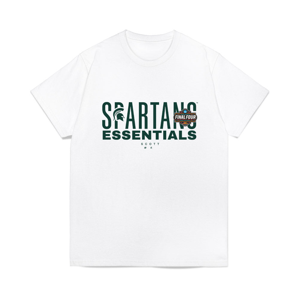 Michigan State - NCAA Men's Basketball : Jordan Scott - NCAA® March Madness® Essentials Final 4 Premium T-Shirt-0