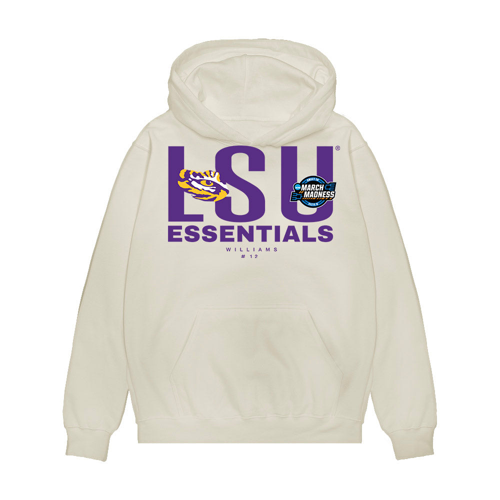 LSU - NCAA Women's Basketball : Mikaylah Williams - NCAA® March Madness® Essentials Elite 8 Premium Hooded Sweatshirt-0