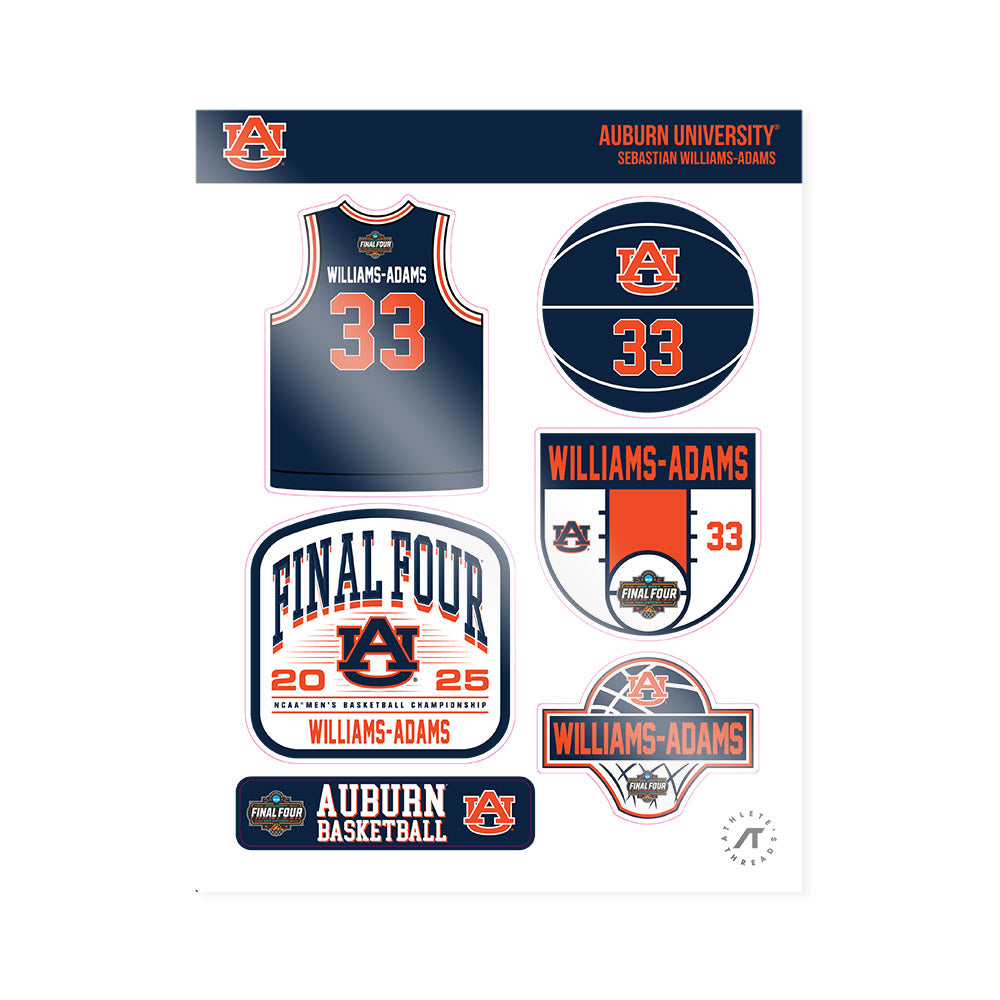 Auburn - NCAA Men's Basketball : Sebastian Williams-Adams - NCAA® March Madness® Final 4 Sticker Sheet-0