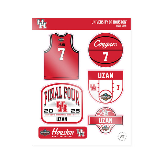 Houston - NCAA Men's Basketball : Milos Uzan - NCAA® March Madness® Final 4 Sticker Sheet-0