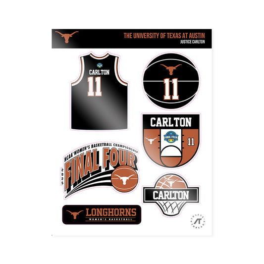 Texas - NCAA Women's Basketball : Justice Carlton - NCAA® March Madness® Final 4 Sticker Sheet-0
