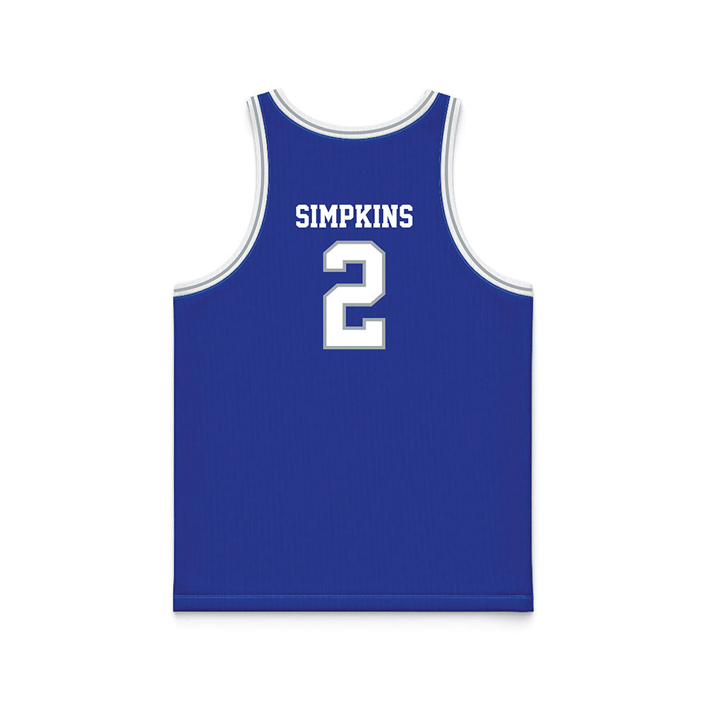 Seton Hall - NCAA Men's Basketball : Tajuan Simpkins - Blue Basketball Jersey-1