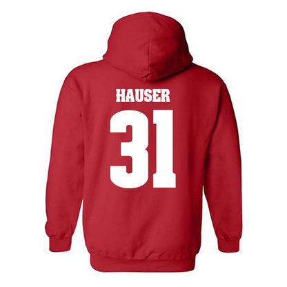 Wisconsin - NCAA Men's Ice Hockey : Daniel Hauser - Classic Shersey Hooded Sweatshirt-1