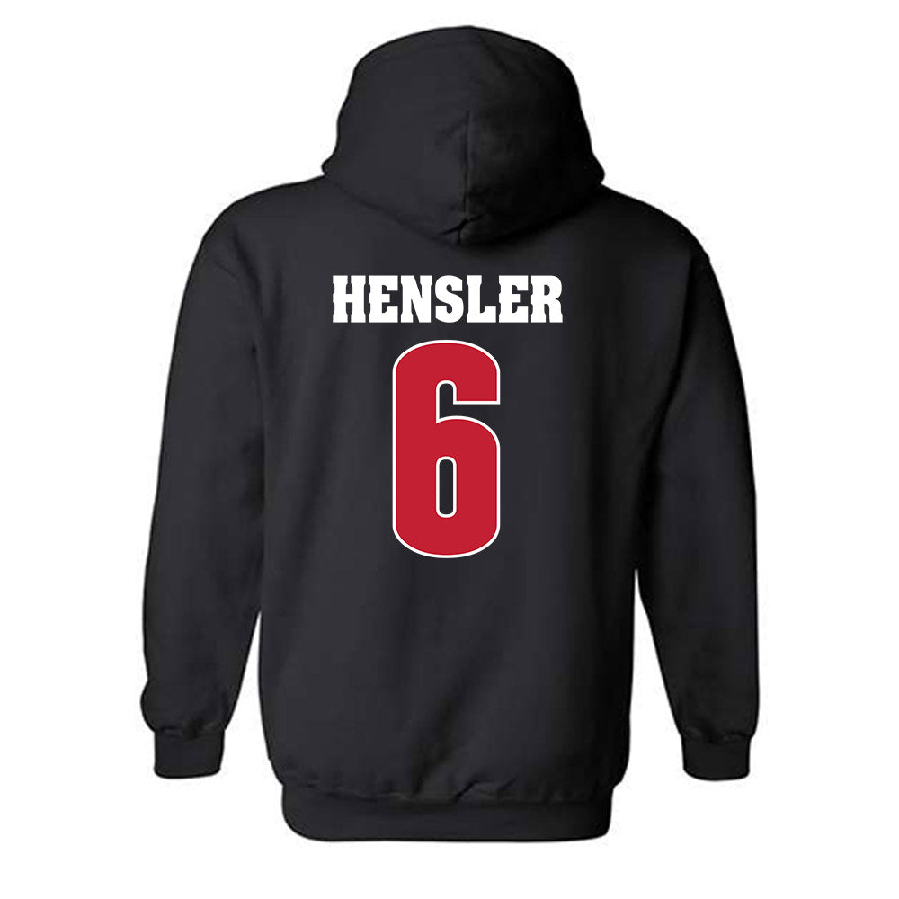 Wisconsin - NCAA Men's Ice Hockey : Logan Hensler - Classic Shersey Hooded Sweatshirt-1