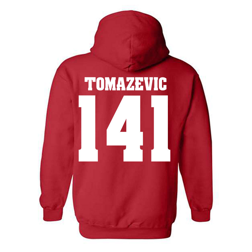 Wisconsin - NCAA Wrestling : Peter Tomazevic - Classic Shersey Hooded Sweatshirt-1