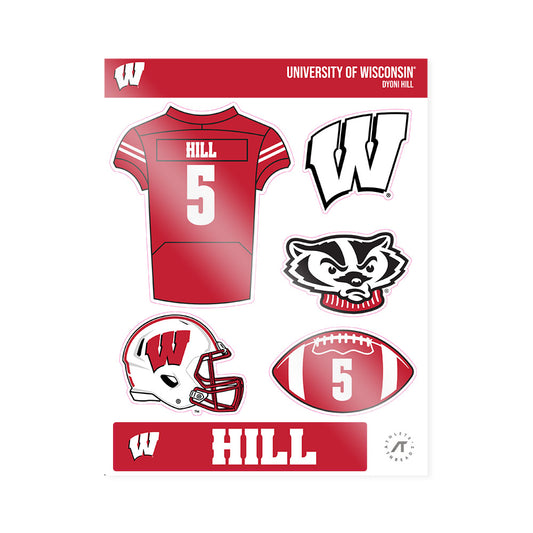 Wisconsin - NCAA Football : Dyoni Hill - Sticker Sheet-0