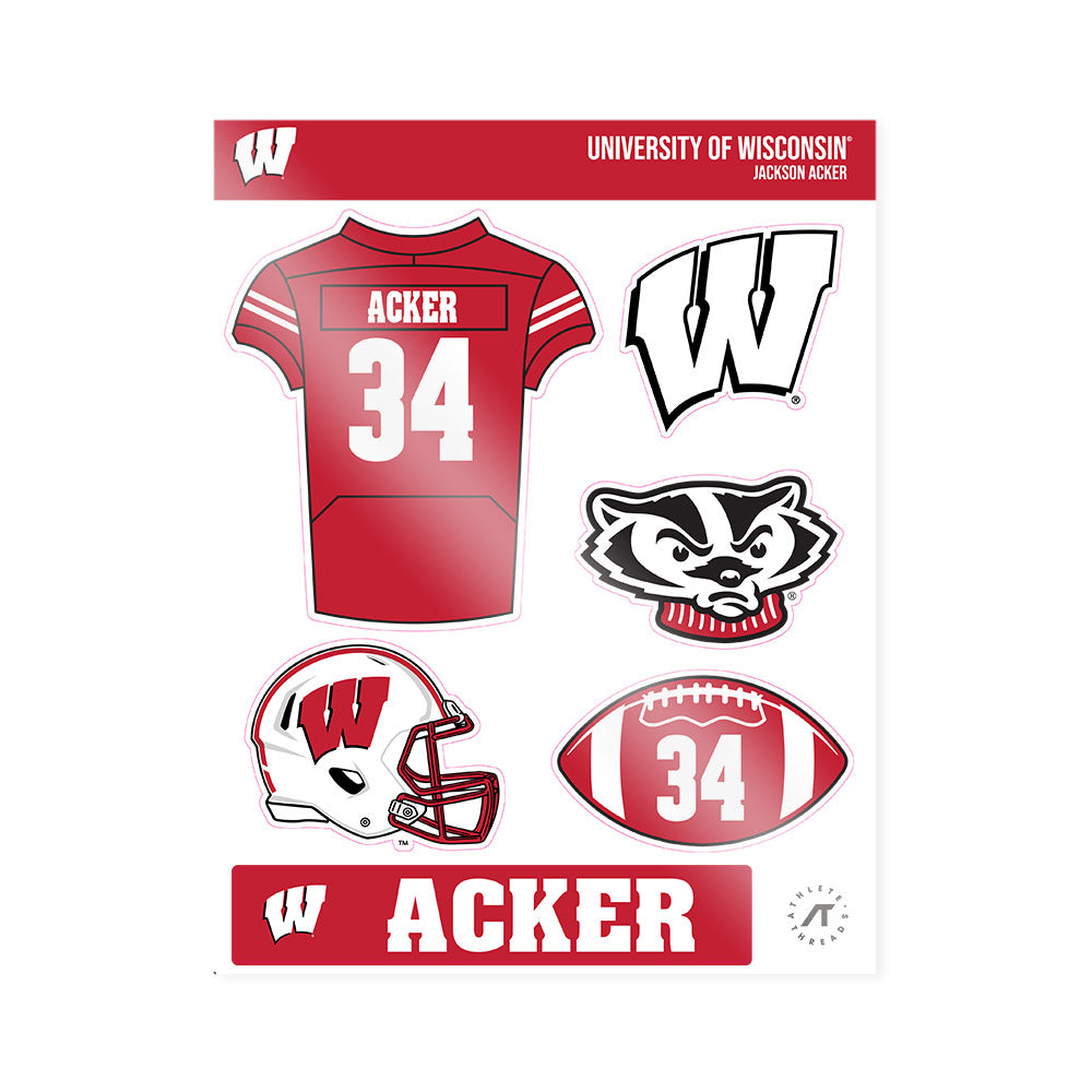 Wisconsin - NCAA Football : Jackson Acker - Sticker Sheet-0