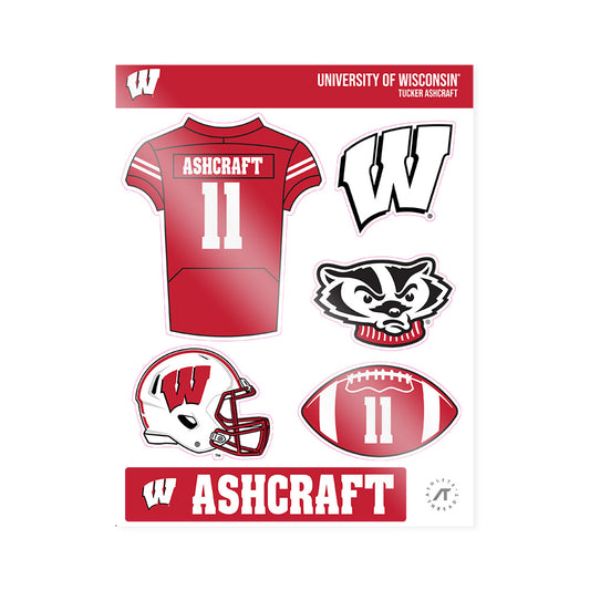 Wisconsin - NCAA Football : Tucker Ashcraft - Sticker Sheet-0