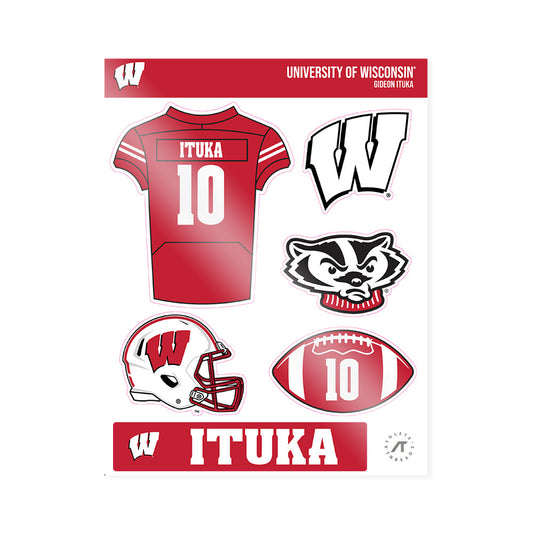 Wisconsin - NCAA Football : Gideon Ituka - Sticker Sheet-0