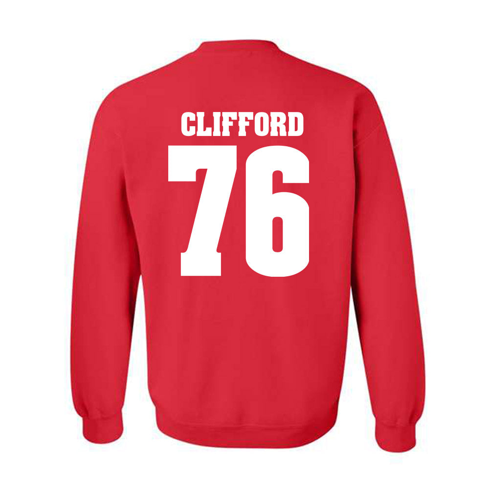 Wisconsin - NCAA Football : John Clifford - Sports Shersey Crewneck Sweatshirt-1