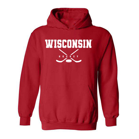 Wisconsin - NCAA Men's Ice Hockey : Daniel Hauser - Sports Shersey Hooded Sweatshirt-0