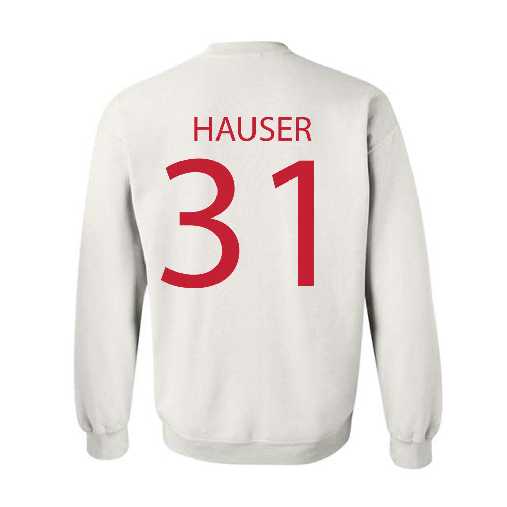 Wisconsin - NCAA Men's Ice Hockey : Daniel Hauser - Sports Shersey Crewneck Sweatshirt-1