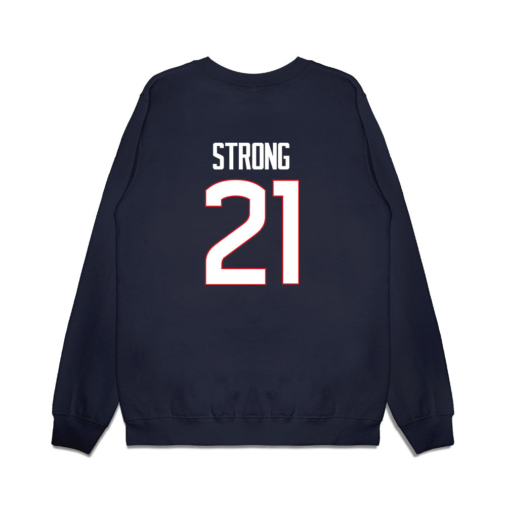 UConn - NCAA Women's Basketball : Sarah Strong - NCAA® March Madness® National Champions Premium Crewneck Sweatshirt-1