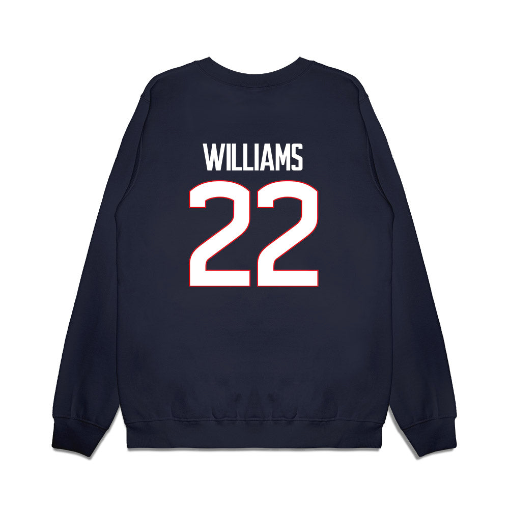 UConn - NCAA Women's Basketball : Serah Williams - NCAA® March Madness® National Champions Premium Crewneck Sweatshirt-1