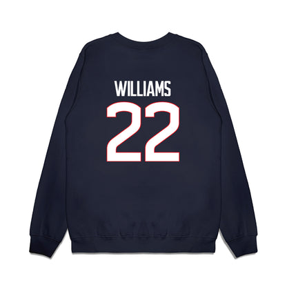 UConn - NCAA Women's Basketball : Serah Williams - NCAA® March Madness® National Champions Premium Crewneck Sweatshirt-1