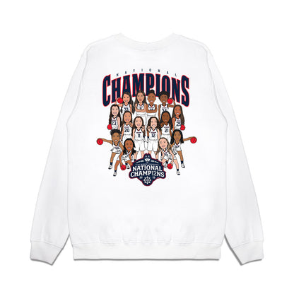 UConn - NCAA Women's Basketball : NCAA® March Madness® National Champions Team Caricature Premium Crewneck Sweatshirt-1