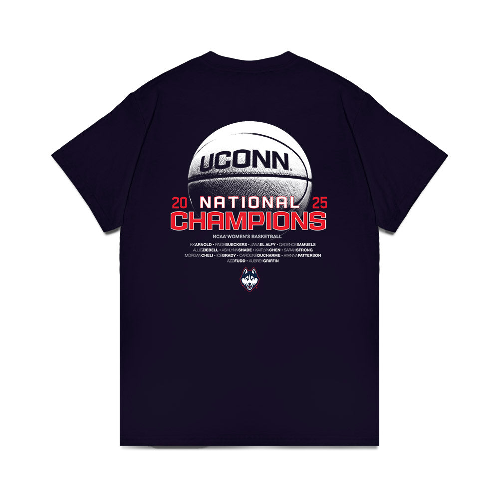 UConn - NCAA Women's Basketball : NCAA® March Madness® National Champions Roster Premium T-Shirt-1