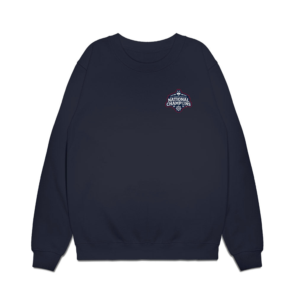 UConn - NCAA Women's Basketball : NCAA® March Madness® National Champions Roster Premium Crewneck Sweatshirt-0