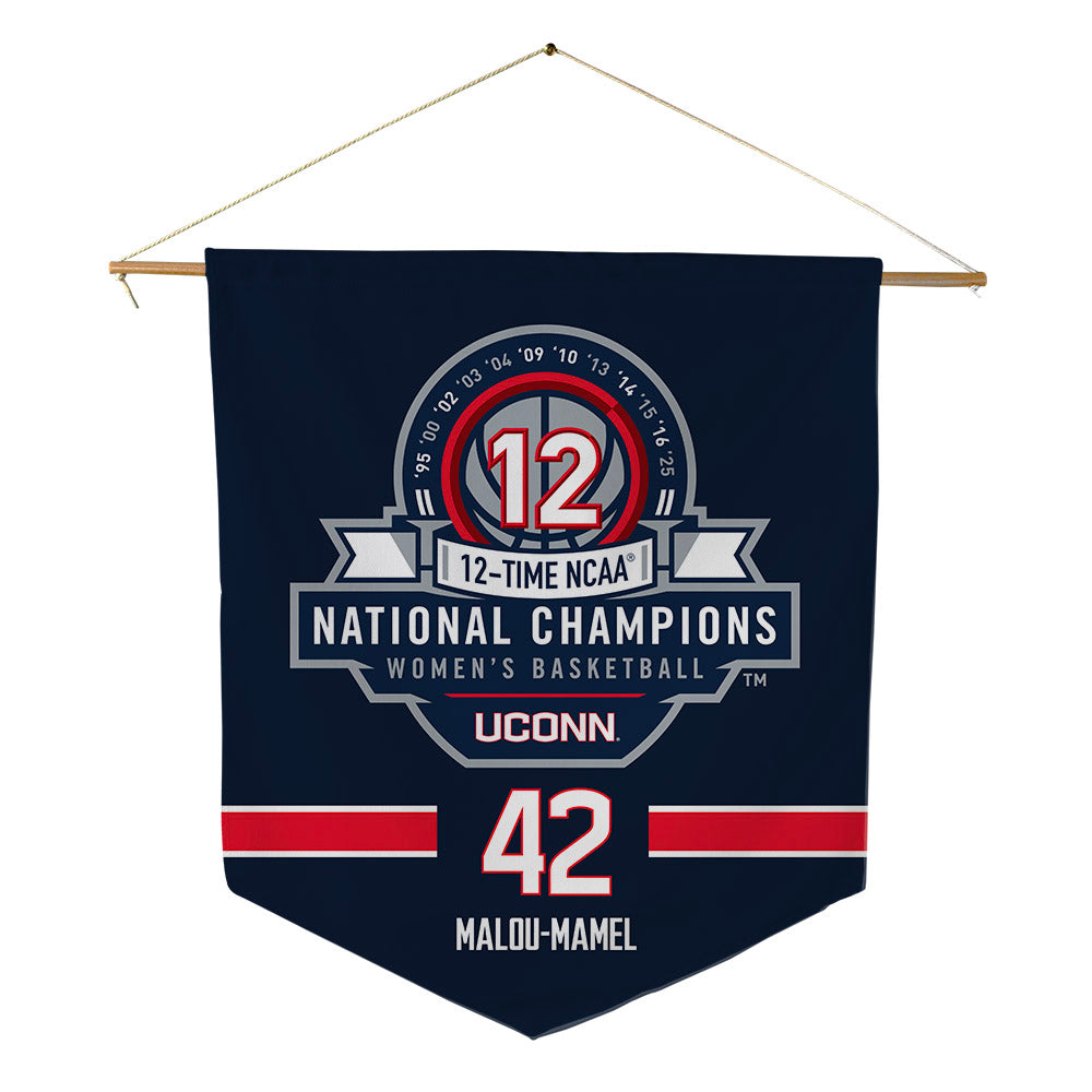UConn - NCAA Women's Basketball : Gandy Malou-Mamel - NCAA® March Madness® National Champions Pennant - 18" x 21"-0