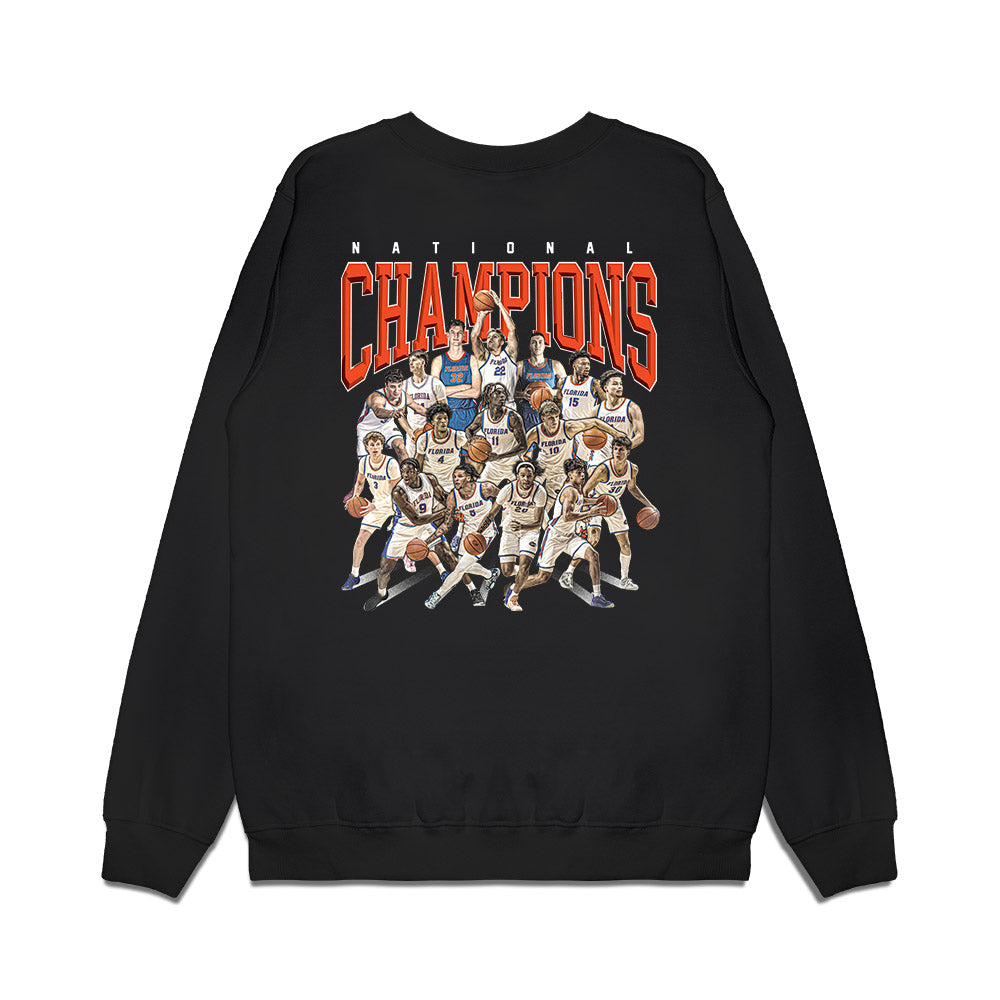 Florida - NCAA Men's Basketball : - NCAA® March Madness® National Champion Team Collage Premium Crewneck Sweatshirt-1