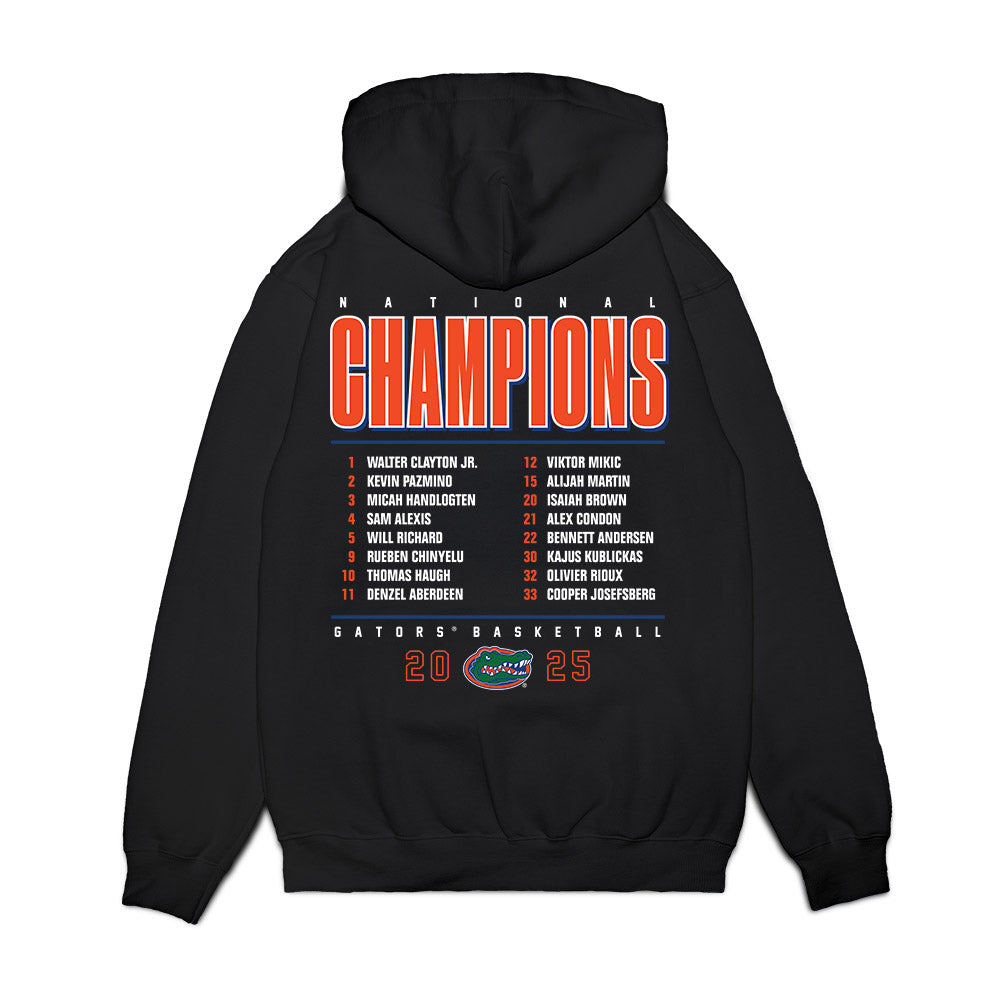 Florida - NCAA Men's Basketball : - NCAA® March Madness® National Champion Roster Premium Hooded Sweatshirt-1