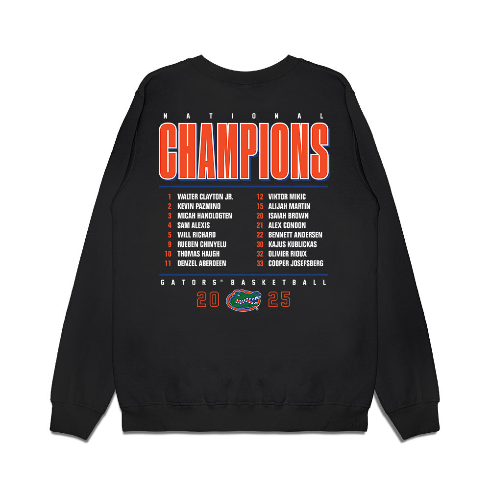 Florida - NCAA Men's Basketball : - NCAA® March Madness® National Champion Roster Premium Crewneck Sweatshirt-1