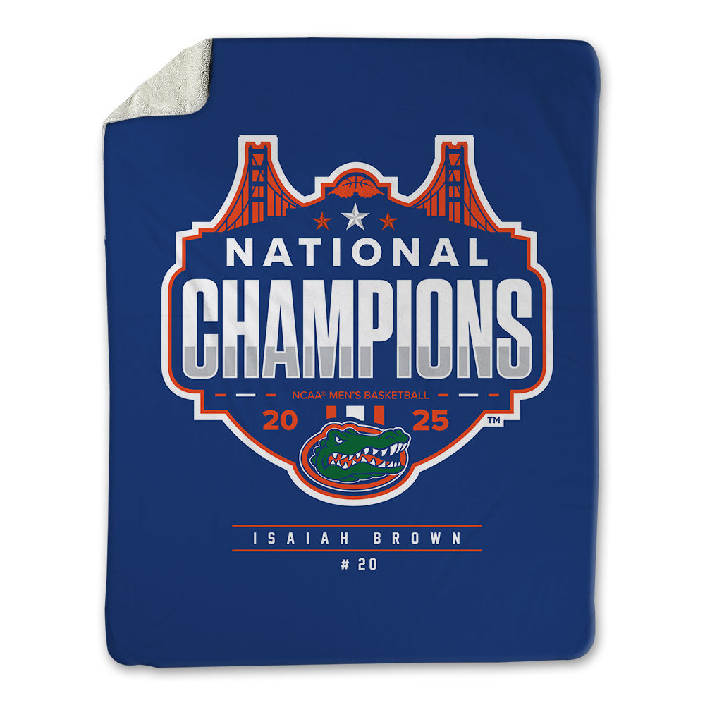Florida - NCAA Men's Basketball : Isaiah Brown - NCAA® March Madness® National Champions Blanket-0