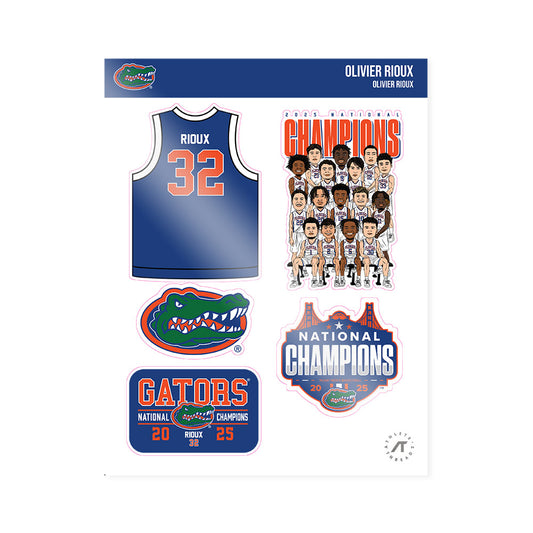 Florida - NCAA Men's Basketball : Olivier Rioux - NCAA® March Madness® National Champions Sticker Sheet-0