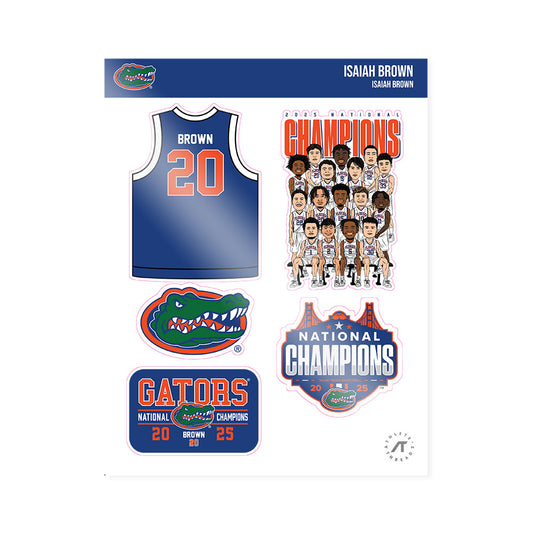 Florida - NCAA Men's Basketball : Isaiah Brown - NCAA® March Madness® National Champions Sticker Sheet-0
