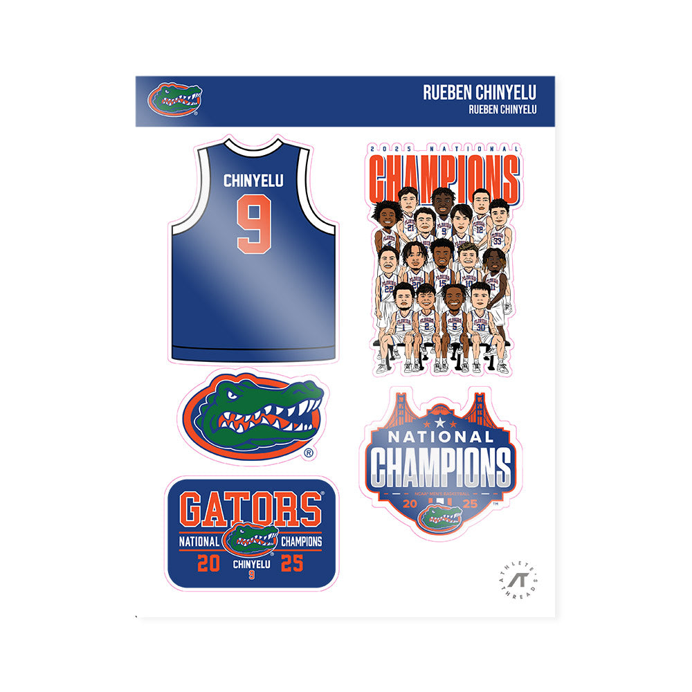 Florida - NCAA Men's Basketball : Rueben Chinyelu - NCAA® March Madness® National Champions Sticker Sheet-0