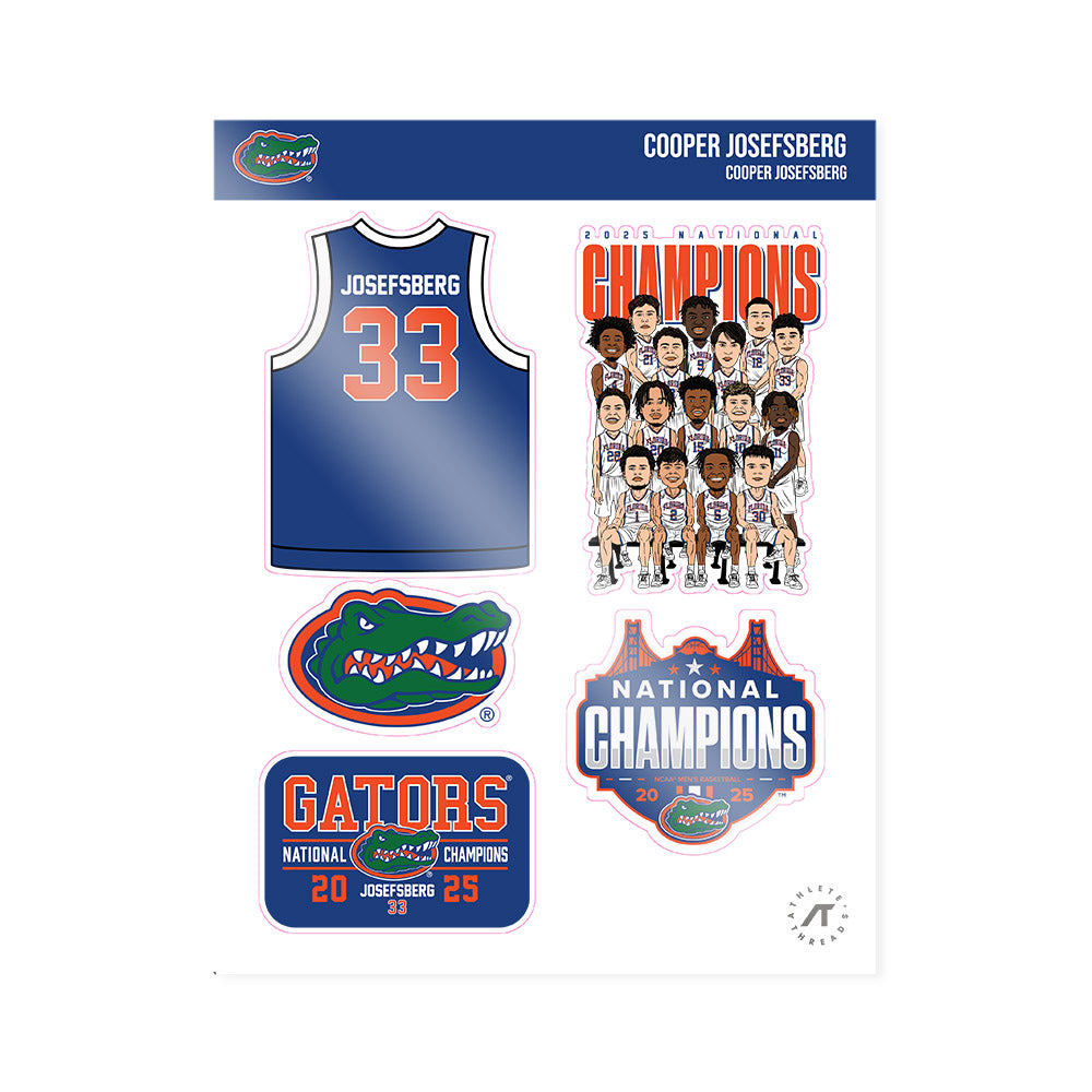 Florida - NCAA Men's Basketball : Cooper Josefsberg - NCAA® March Madness® National Champions Sticker Sheet-0