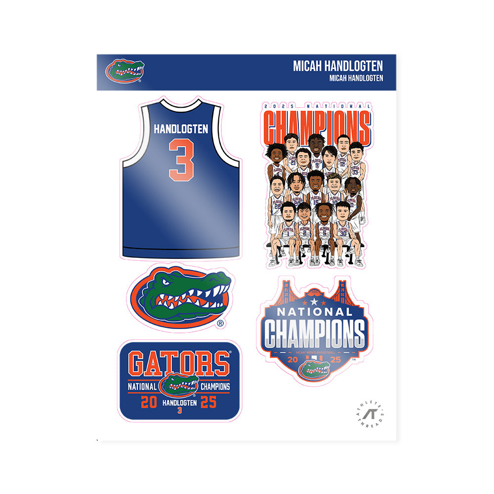 Florida - NCAA Men's Basketball : Micah Handlogten - NCAA® March Madness® National Champions Sticker Sheet-0