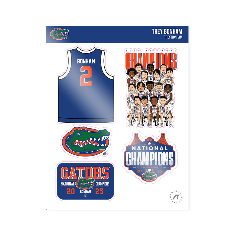 Florida - NCAA Men's Basketball : Trey Bonham - NCAA® March Madness® National Champions Sticker Sheet-0