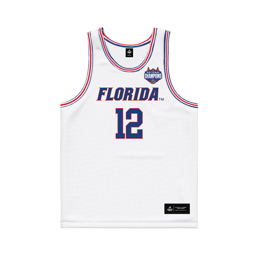 Florida - NCAA Men's Basketball : Viktor Mikic - NCAA® March Madness® National Champions White Basketball Jersey-0
