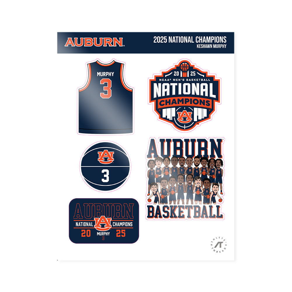 Auburn - NCAA Men's Basketball : KeShawn Murphy - NCAA® March Madness® National Champions Sticker Sheet-0
