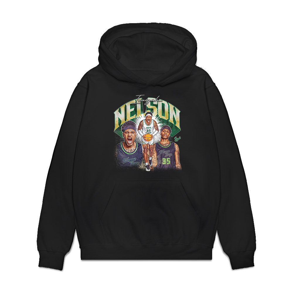 USF - NCAA Men's Basketball : Izaiyah Nelson - Caricature Premium Hooded Sweatshirt-0