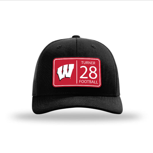 Wisconsin - NCAA Football : Antarron Turner - Suede Patch Snapback Trucker Hat-0