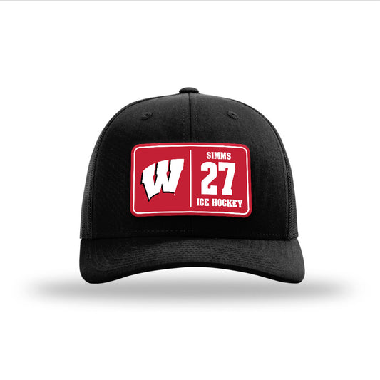Wisconsin - NCAA Women's Ice Hockey : Kirsten Simms - Suede Patch Snapback Trucker Hat-0