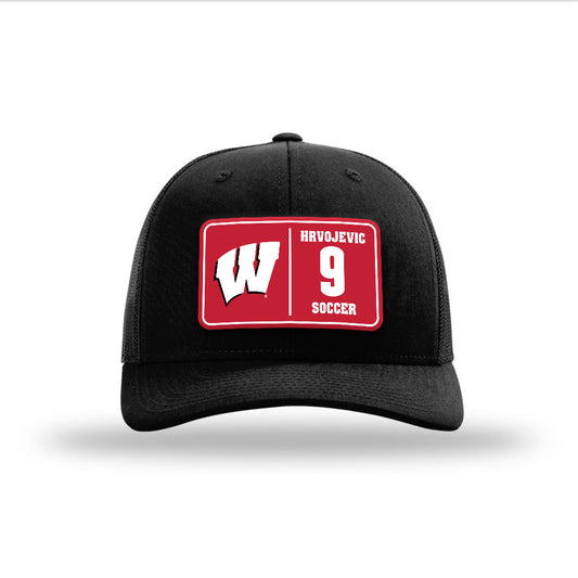 Wisconsin - NCAA Men's Soccer : Markie Hrvojevic - Suede Patch Snapback Trucker Hat-0