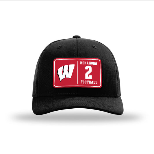 Wisconsin - NCAA Football : Trech Kekahuna - Suede Patch Snapback Trucker Hat-0