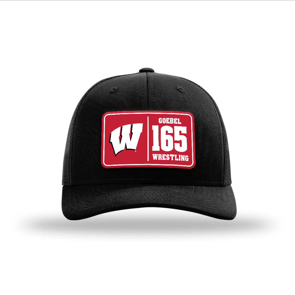 Wisconsin - NCAA Wrestling : Cody Goebel - Suede Patch Snapback Trucker Hat-0