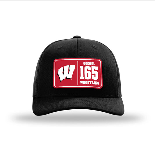 Wisconsin - NCAA Wrestling : Cody Goebel - Suede Patch Snapback Trucker Hat-0