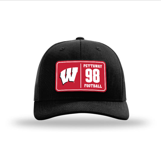 Wisconsin - NCAA Football : Torin Pettaway - Suede Patch Snapback Trucker Hat-0