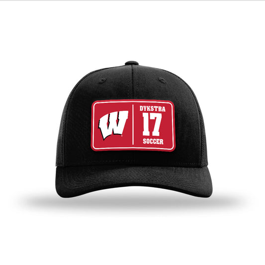 Wisconsin - NCAA Women's Soccer : Grace Dykstra - Suede Patch Snapback Trucker Hat-0