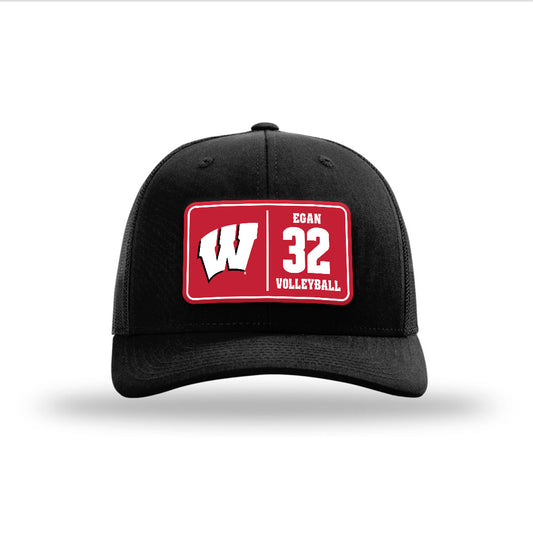 Wisconsin - NCAA Women's Volleyball : Grace Egan - Suede Patch Snapback Trucker Hat-0